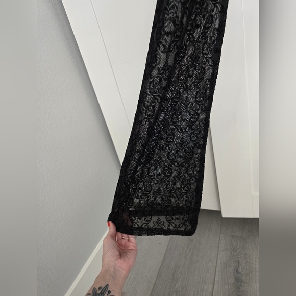 NWT Rare Disturbia Delena Flared Jumpsuit Goth Sheer Flocked Spider Ruffle XS - Picture 13 of 16